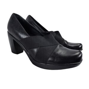 Dansko Tori Black Leather Pumps 39.5 Block Heel Comfort Work Shoes